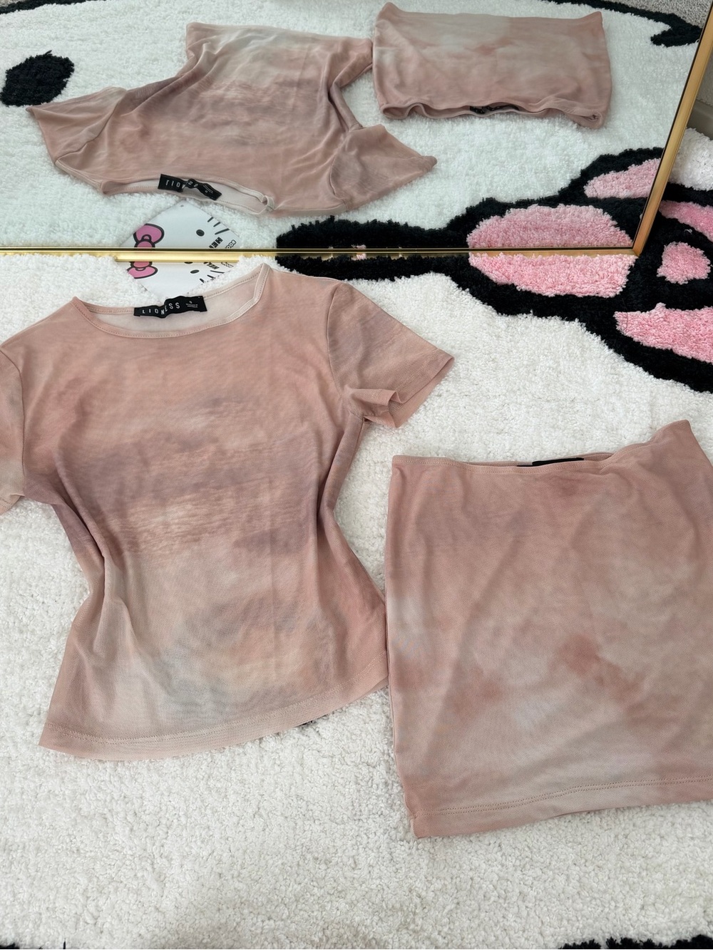 Lioness Blush Mesh Tee & Mini Skirt Set